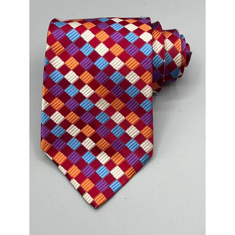 TOMMY HILFIGER Men's‎ Neck Tie Geometric Silk Made in USA L:59.25" W:3.625"